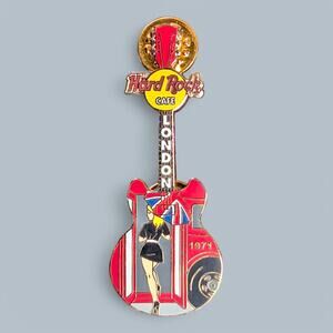 Hard Rock Pin 2004 London Waitress On Bus Guitar Union Jack Umbrella